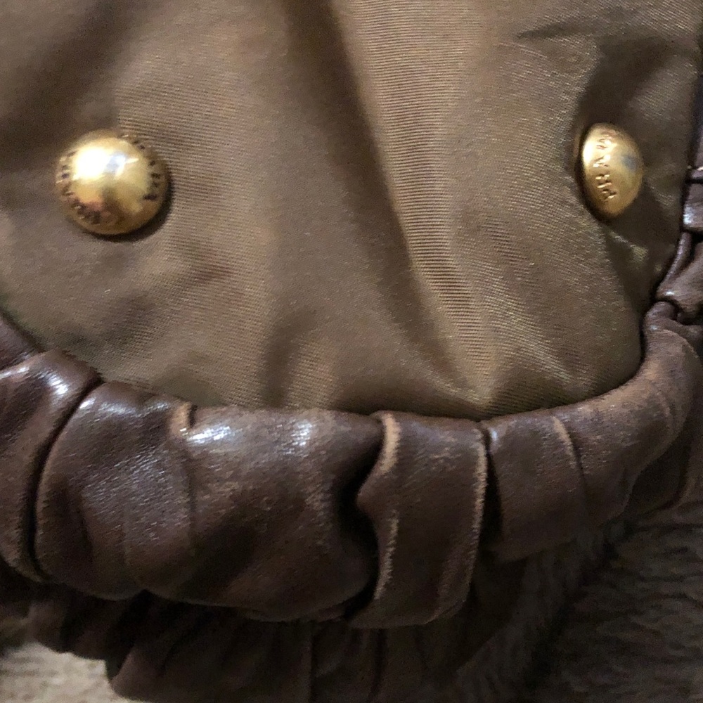 TODAY ONLY:Authentic Prada Brown Leather Canvas Shoulder Bag w/out Strap AS IS - Picture 8 of 14